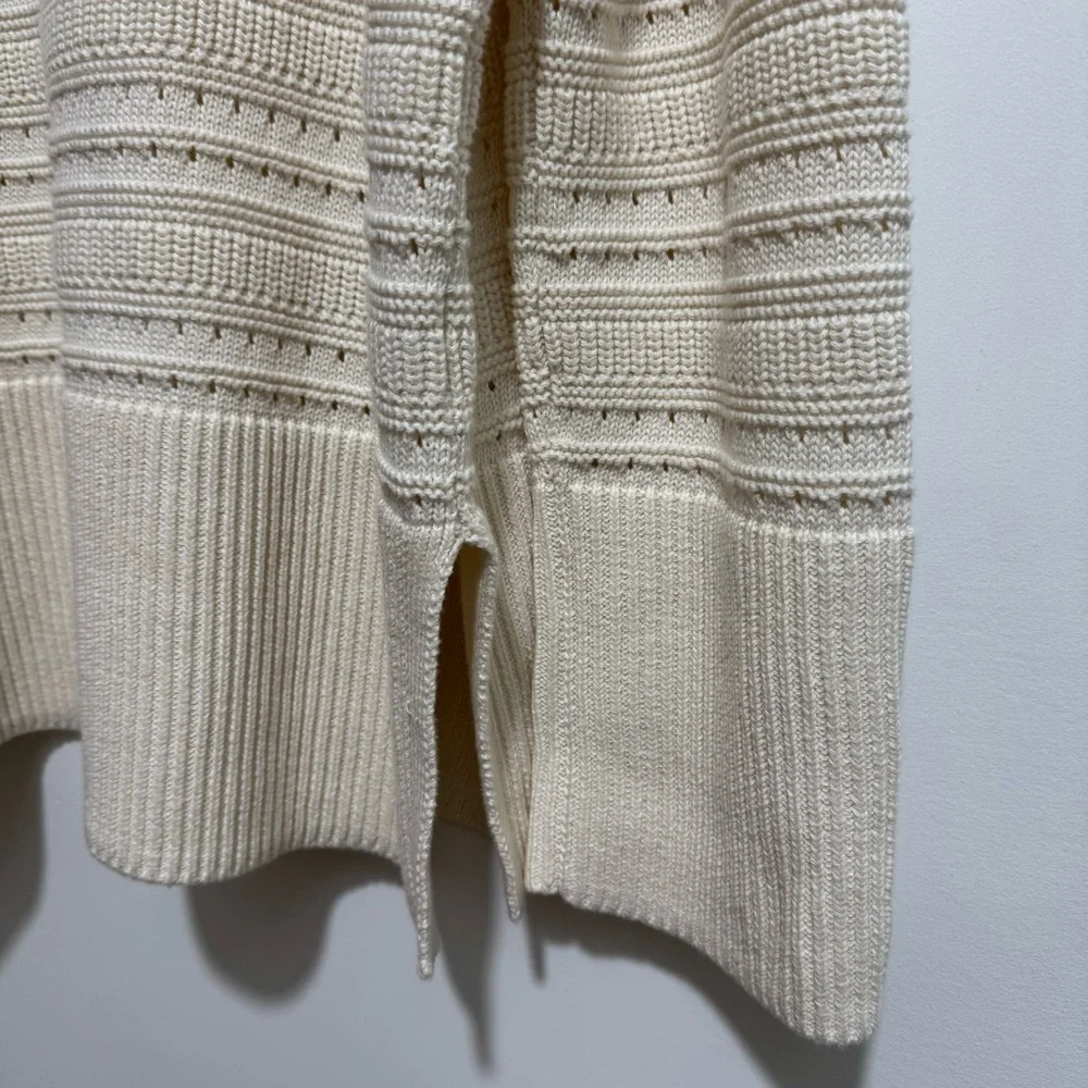 Gap Relaxed Mixed Stitch Sweater Pointelle Knit Cotton Fisherman Medium